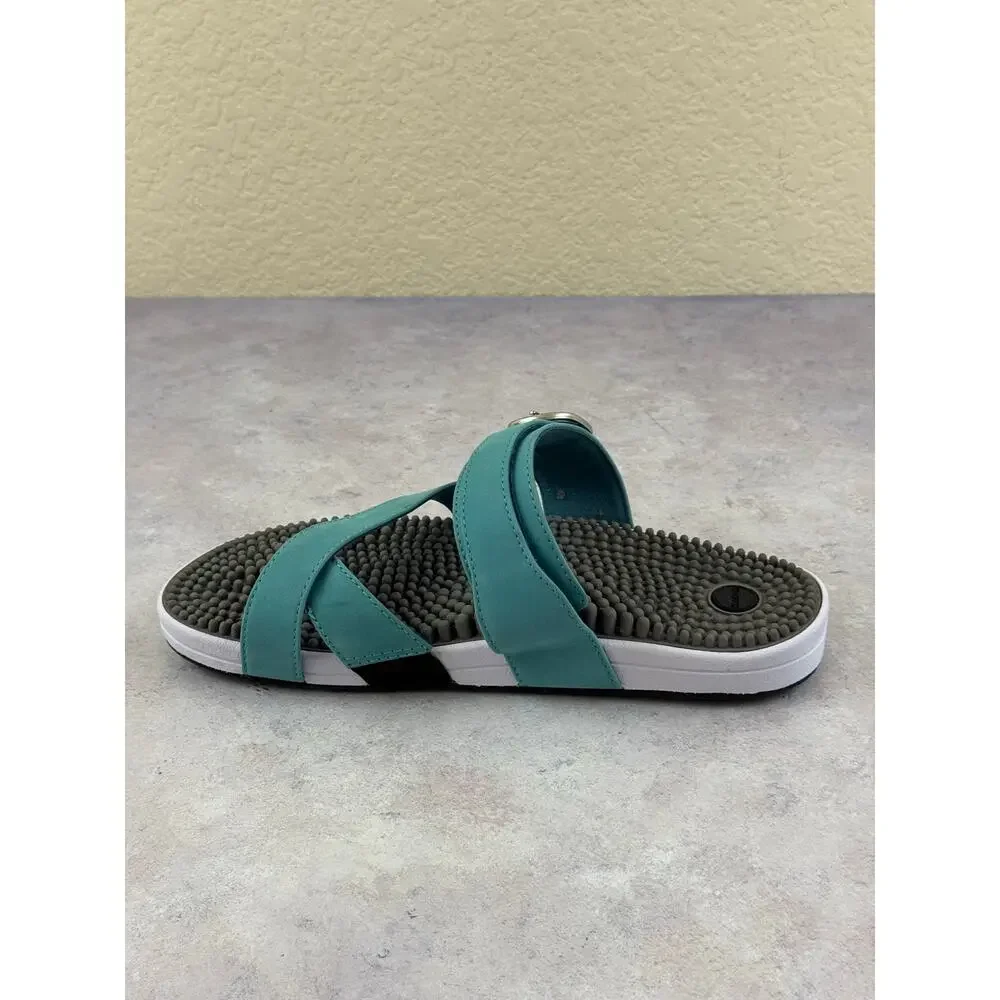 Kenkoh Massaging Sandals Blue Leather Men's 8 Women’s Size 9 EU 40